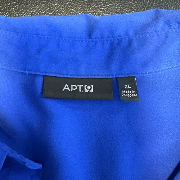 APT 9 Long Sleeve Button Up Blouse Royal Blue Slimming Top Button Down XL - Picture 6 of 6